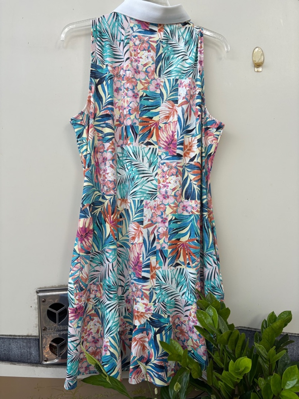 Tommy Bahama Floral Tropical Collared Mini Dress - Teal & Coral - Picture 6 of 6